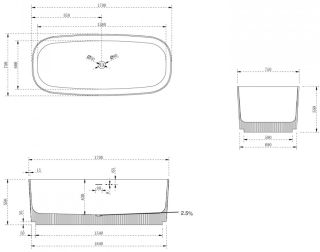 Ванна из искусственного камня ABBER Stein 170x75см белый AS9601